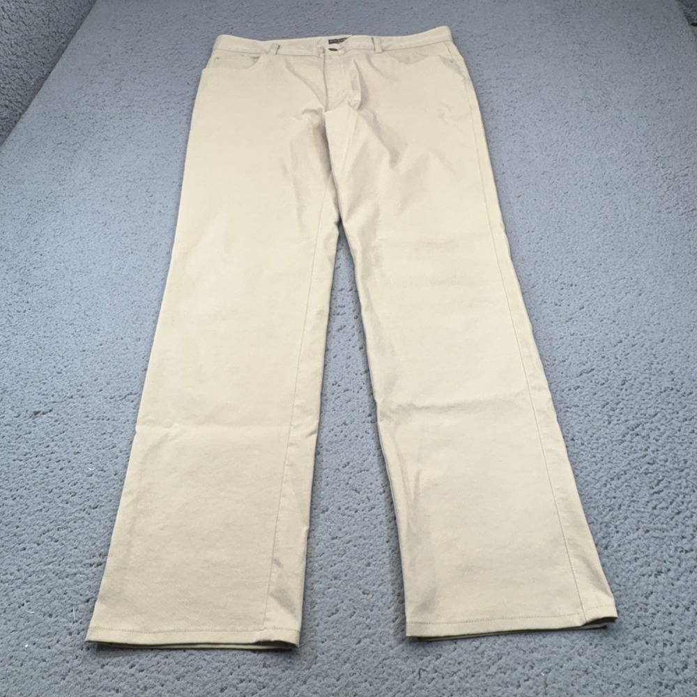 Peter Millar EB66 Pants Mens 35 Beige Tan Chinos 5-Pocket Performance Stretch